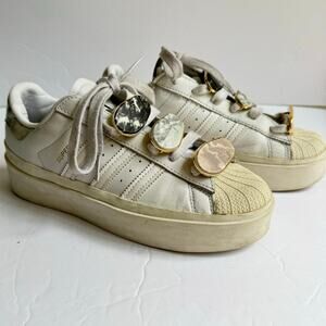 Adidas Superstar Bonega White Platform Sneakers Women’s 6 Marbled Stone Detail